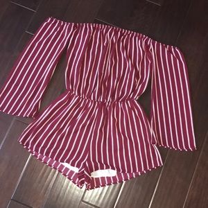 Blush maroon off the shoulder romper size M
